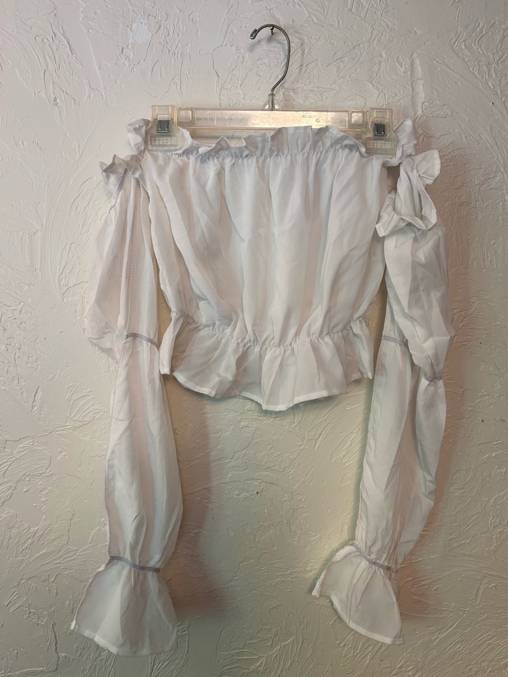 Off-Shoulder White Ruffle Peasant Top